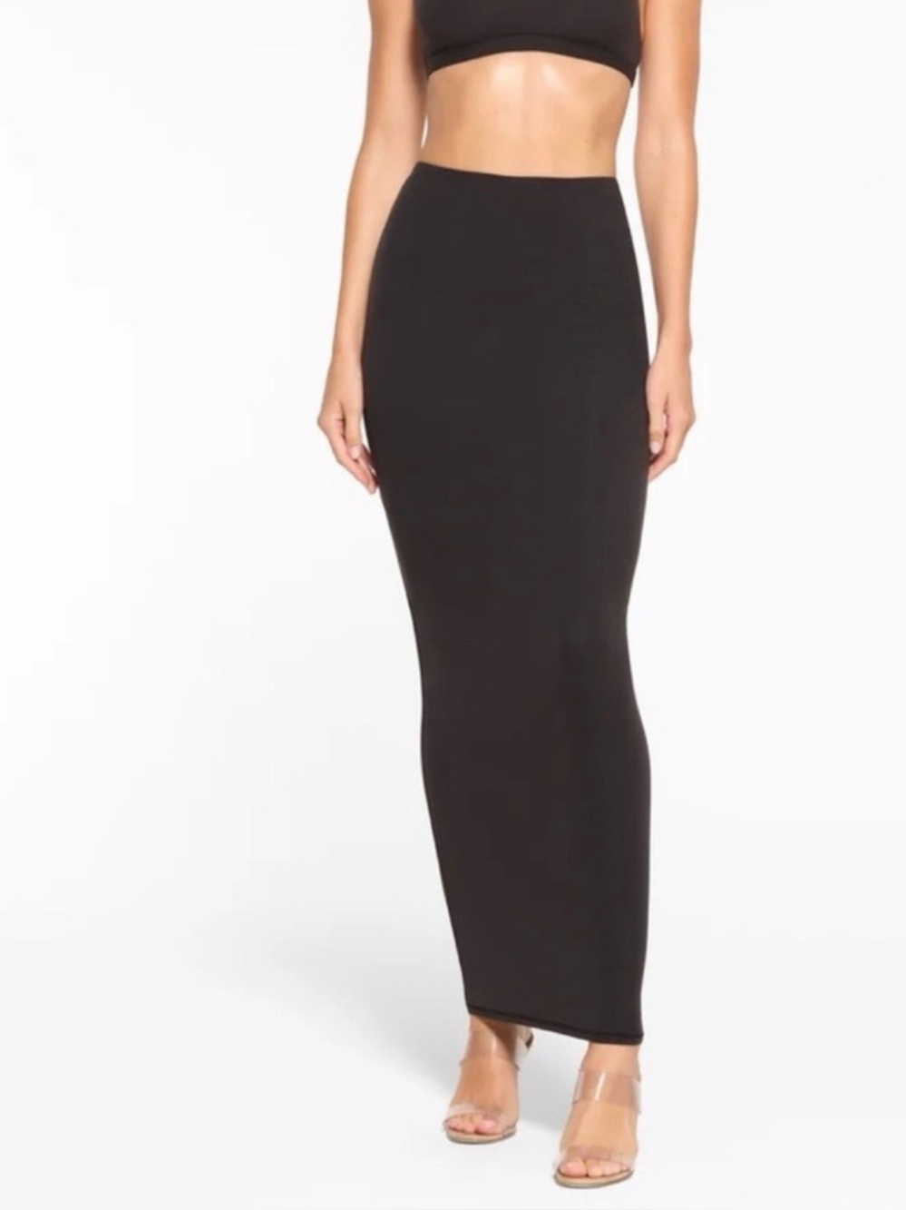 SKIMS Black Maxi Skirt - Sleek Straight Silhouette